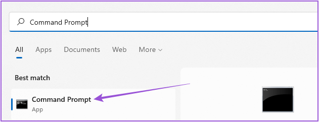 command-prompt-start-menu-win-11 أفضل 7 إصلاحات للخلفية السوداء خلف أيقونة المجلد في Windows 11