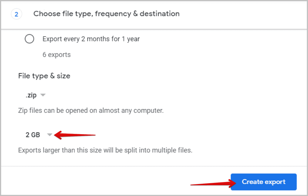 create-export-in-Google-Takeout كيفية تصدير الدردشة من Google Chat