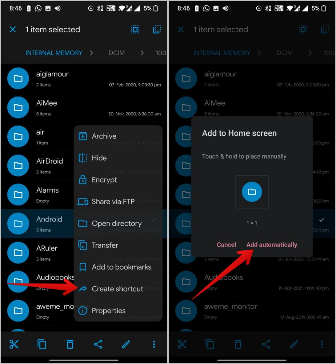 create-shortcut-solid-1080x1171 كيفية إضافة اختصار ملف / مجلد إلى شاشة Android الرئيسية