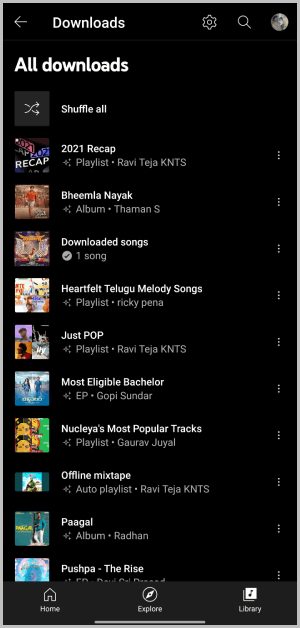 downloads-from-YouTube-Music كيفية تمكين / تعطيل ميزة التنزيل الذكي على YouTube و YouTube Music