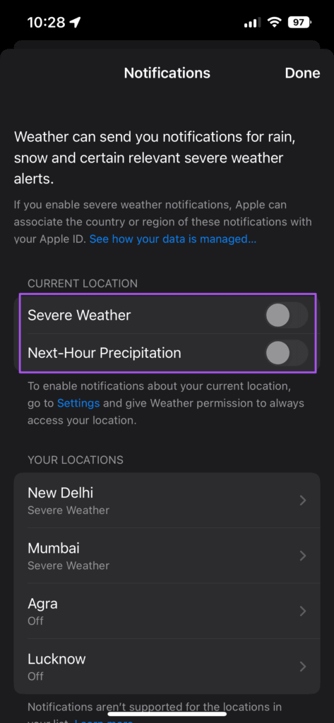 كيفية تمكين تنبيهات الطقس القاسي السيء على iPhone و Android - %categories