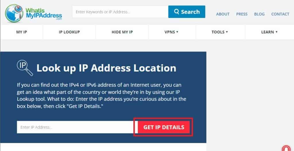 enter-ip-address-and-click-on-get-ip-details-1024x528-1-1024x528 كيفية البحث عن الموقع الدقيق لشخص ما باستخدام عنوان IP