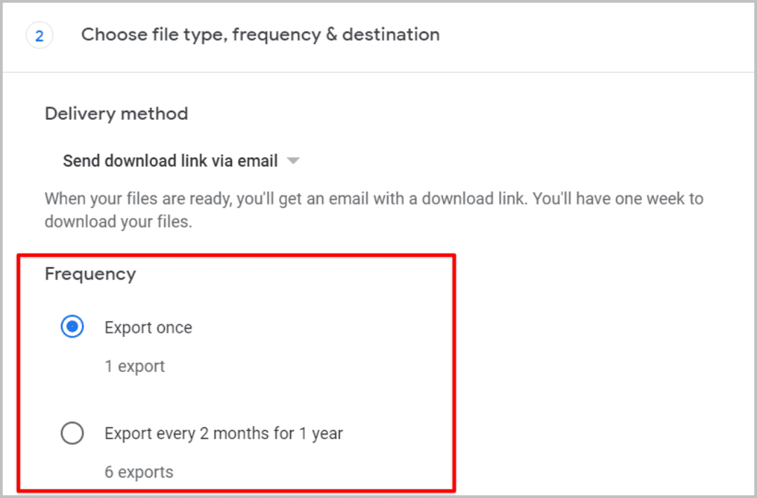 export-frequency-on-takeout كيفية تصدير الدردشة من Google Chat