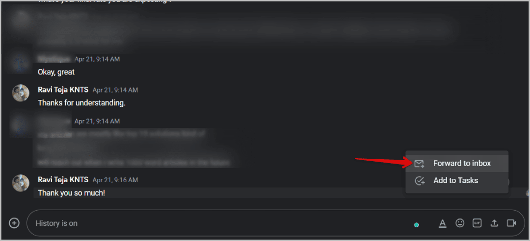 forward-to-inbox كيفية تصدير الدردشة من Google Chat