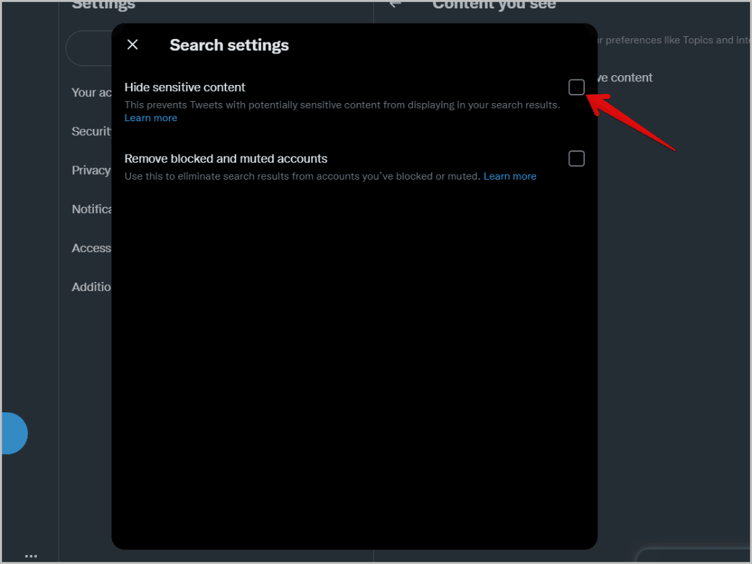 hide-sensitive-content كيفية عرض ونشر وتصفية المحتوى الحساس على تويتر