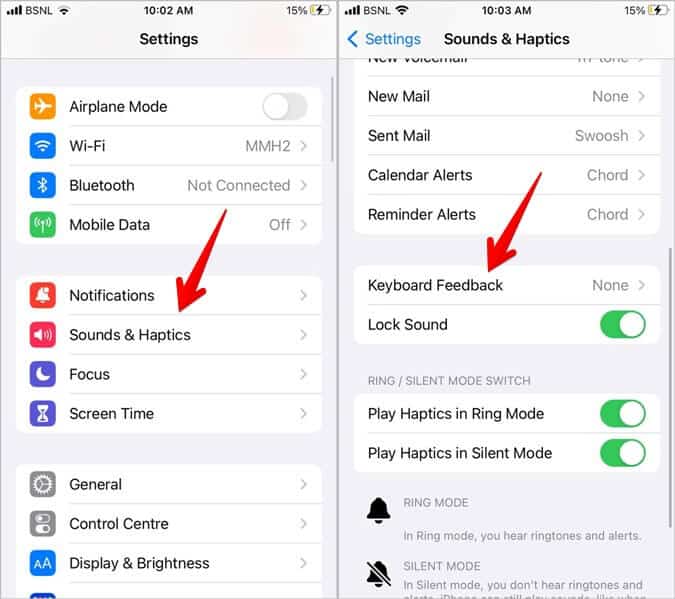 iPhone-Keyboard-feedback-675x599 6 طرق لإصلاح عدم عمل الاستجابة اللمسية على لوحة مفاتيح iOS 16 على iPhone