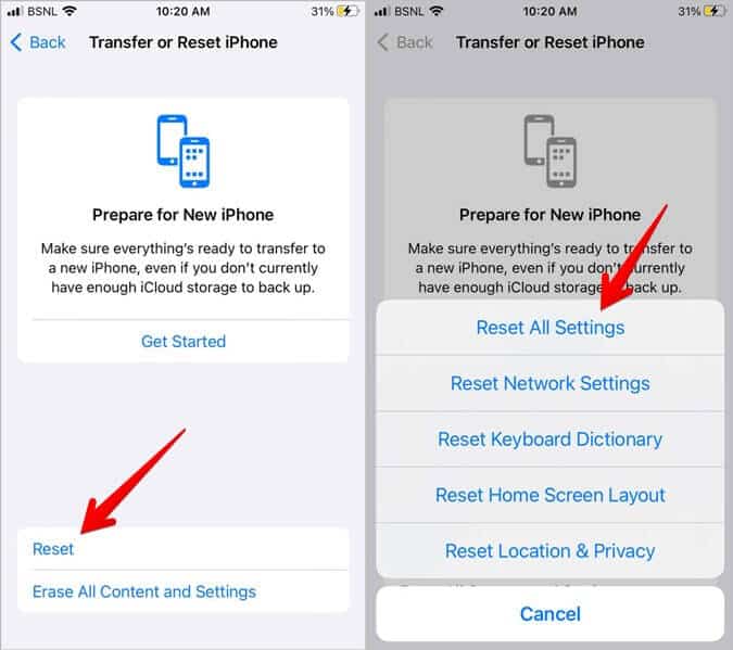 iPhone-Reset-all-Settings-675x599 6 طرق لإصلاح عدم عمل الاستجابة اللمسية على لوحة مفاتيح iOS 16 على iPhone