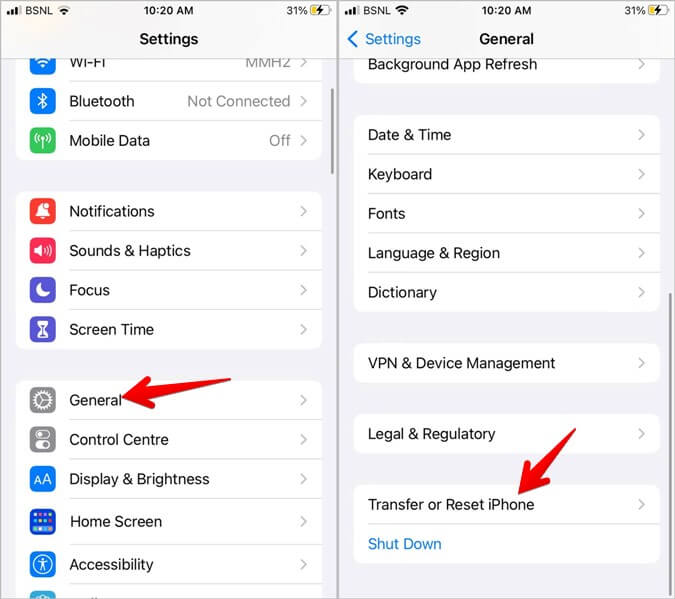 iPhone-Transfer-or-Reset-675x599 6 طرق لإصلاح عدم عمل الاستجابة اللمسية على لوحة مفاتيح iOS 16 على iPhone