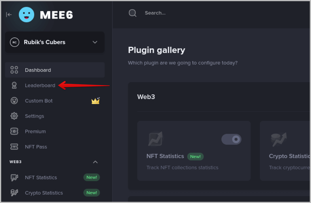 leaderboard-MEE6 بديل مجاني لبوت Discord لمستويات MEE6