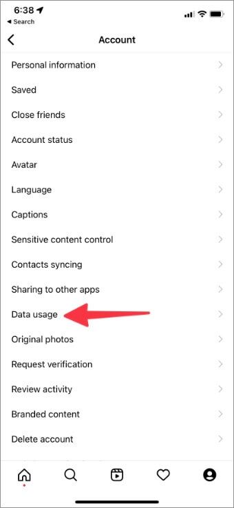 open-data-usage-menu-in-instagram-340x736 أفضل 10 طرق لإصلاح عدم تشغيل Instagram لمقاطع الفيديو تلقائيًا