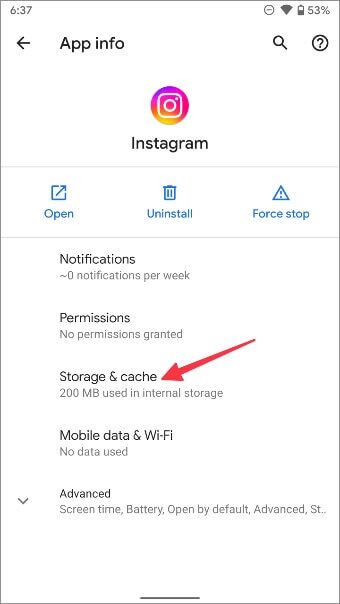 open-instagram-storage-menu-340x604 أفضل 10 طرق لإصلاح عدم تشغيل Instagram لمقاطع الفيديو تلقائيًا