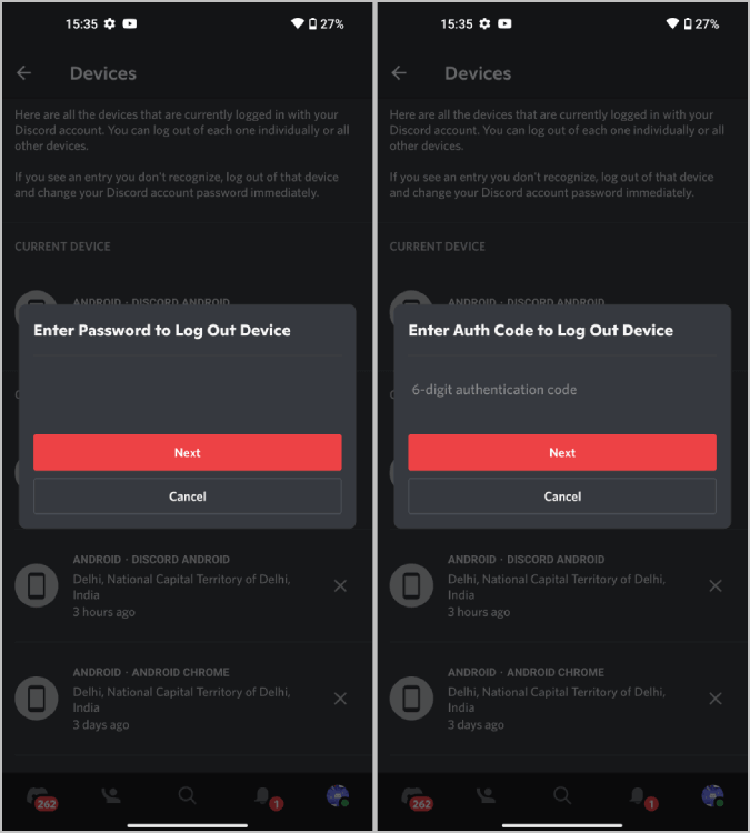 password-and-auth-code-Discord كيفية التحقق من مكان تسجيل الدخول إلى حسابي Discord