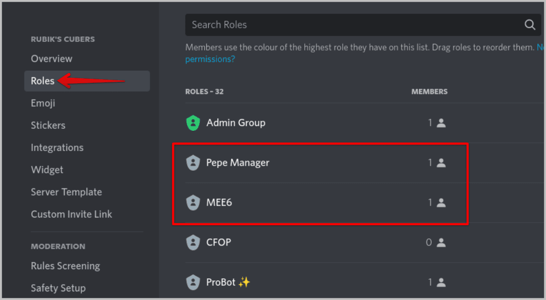 pepe-manager-above-mee6-role بديل مجاني لبوت Discord لمستويات MEE6