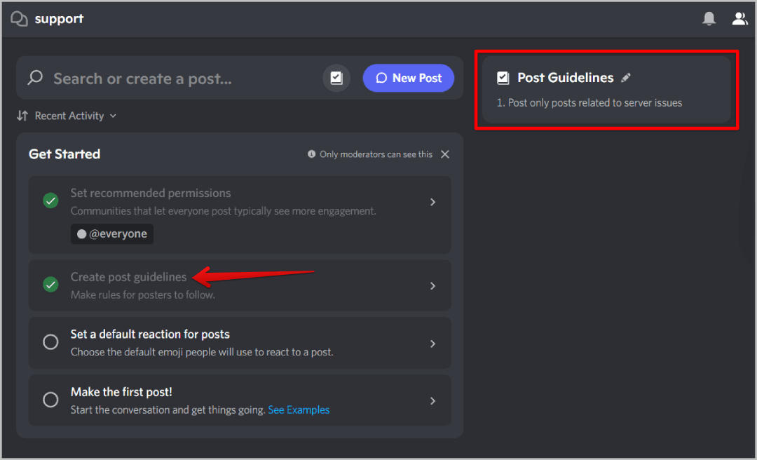 post-guidelines-on-Discord-forums كيفية إنشاء وإعداد واستخدام قناة المنتديات على Discord