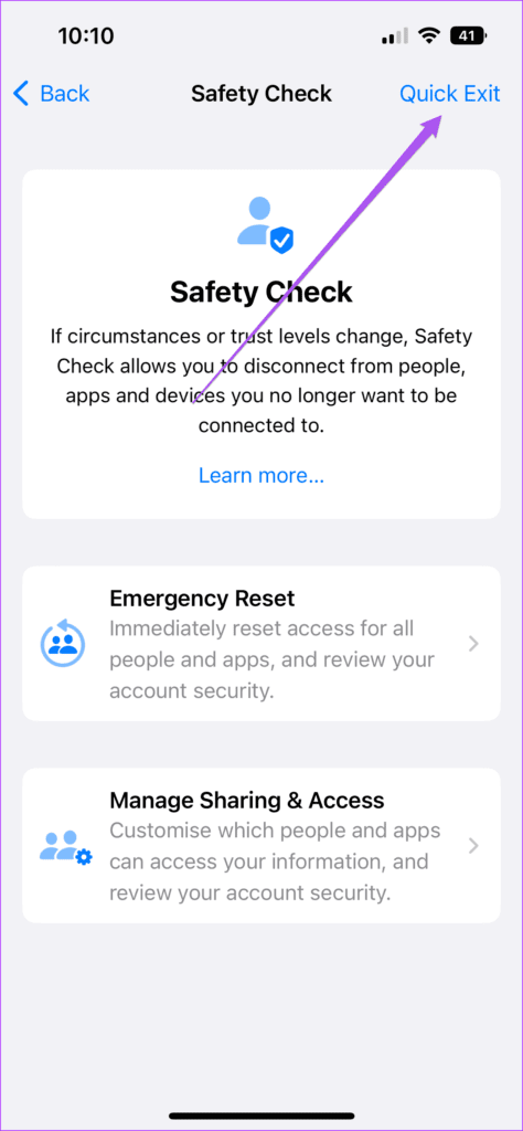 quick-exit-safety-check-iphone-474x1024-1 كيفية استخدام فحص الأمان على iPhone