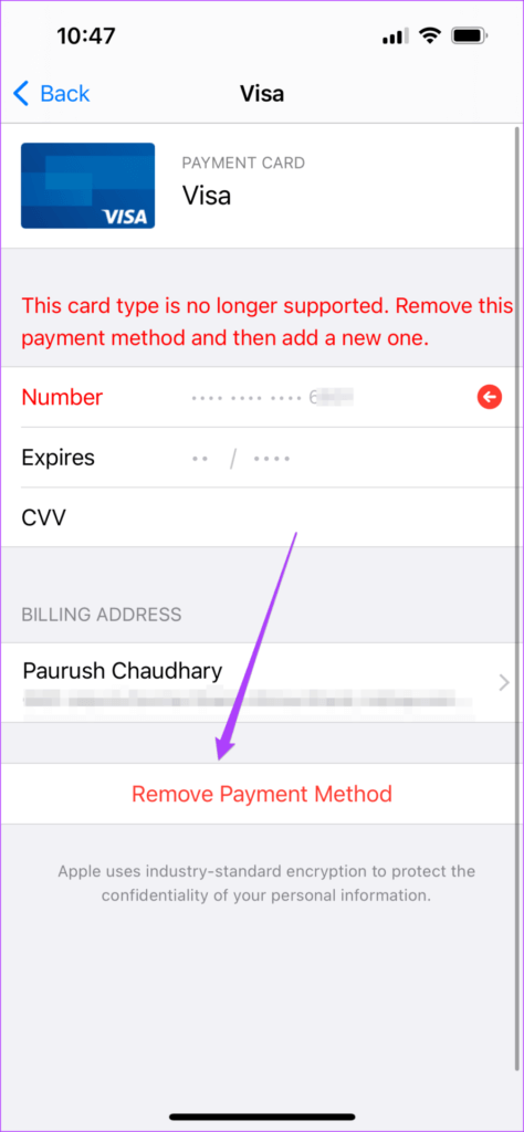 remove-payment-method-iphone-474x1024-1 أفضل 7 طرق لإصلاح عدم عمل تطبيق Apple TV على Amazon Fire TV Stick