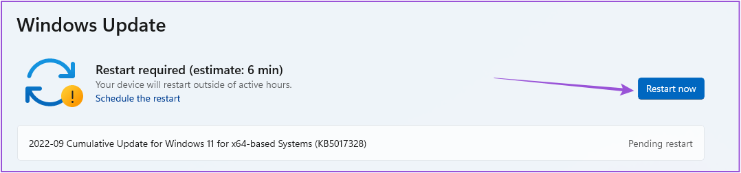 restart-to-update-win-11 أفضل 7 إصلاحات للخلفية السوداء خلف أيقونة المجلد في Windows 11