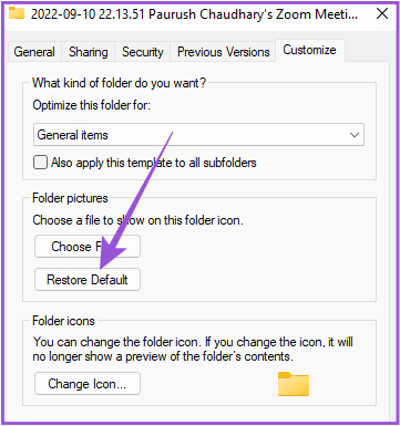 restore-default-icon-win-11 أفضل 7 إصلاحات للخلفية السوداء خلف أيقونة المجلد في Windows 11