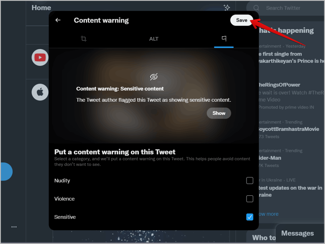 save-flagging-tweet كيفية عرض ونشر وتصفية المحتوى الحساس على تويتر