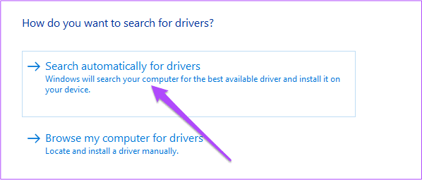 search-automatically-for-driver-update-windows أفضل 7 إصلاحات للخلفية السوداء خلف أيقونة المجلد في Windows 11