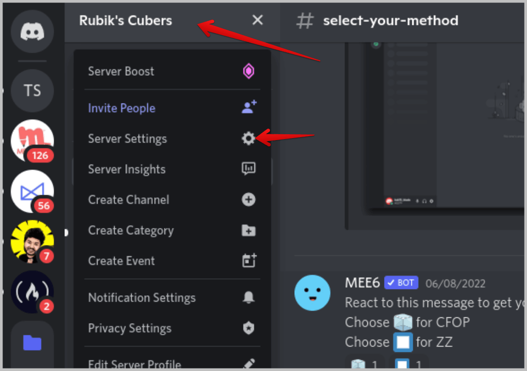 server-settings-Discord بديل مجاني لبوت Discord لمستويات MEE6