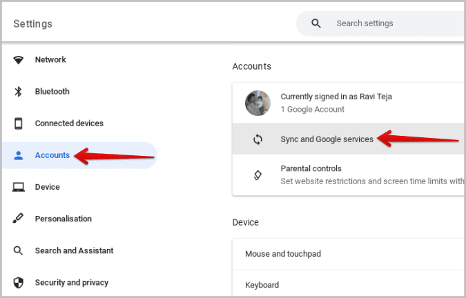 sync-options-on-Chrome-OS كيفية تعيين الخلفية وشاشة التوقف على Chromebook