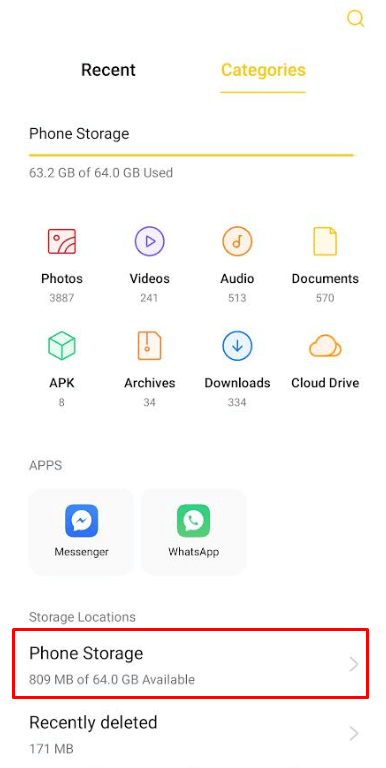 tap-on-phone-storage- كيفية الجمع بين اثنين من مسودات TikTok