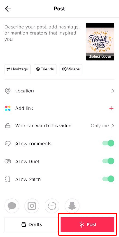 tap-on-post- كيفية الجمع بين اثنين من مسودات TikTok