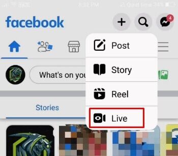 tap-on-the-live-option-present-at-the-top-of-your-350x307 كيف تقوم بإيقاف تشغيل البث المباشر على Facebook