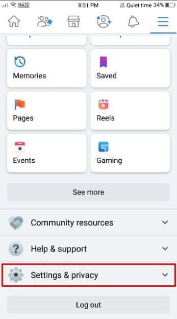 tap-on-the-settings-and-privacy-option-by-scrolling-347x625 كيف تقوم بإيقاف تشغيل البث المباشر على Facebook