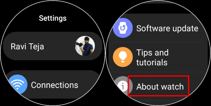 About-Watch-option-in-Samsung-Galaxy-Watch-Settings-1 كيفية الحصول على خلفيات ساعة Pixel Watch على Samsung Galaxy Watch