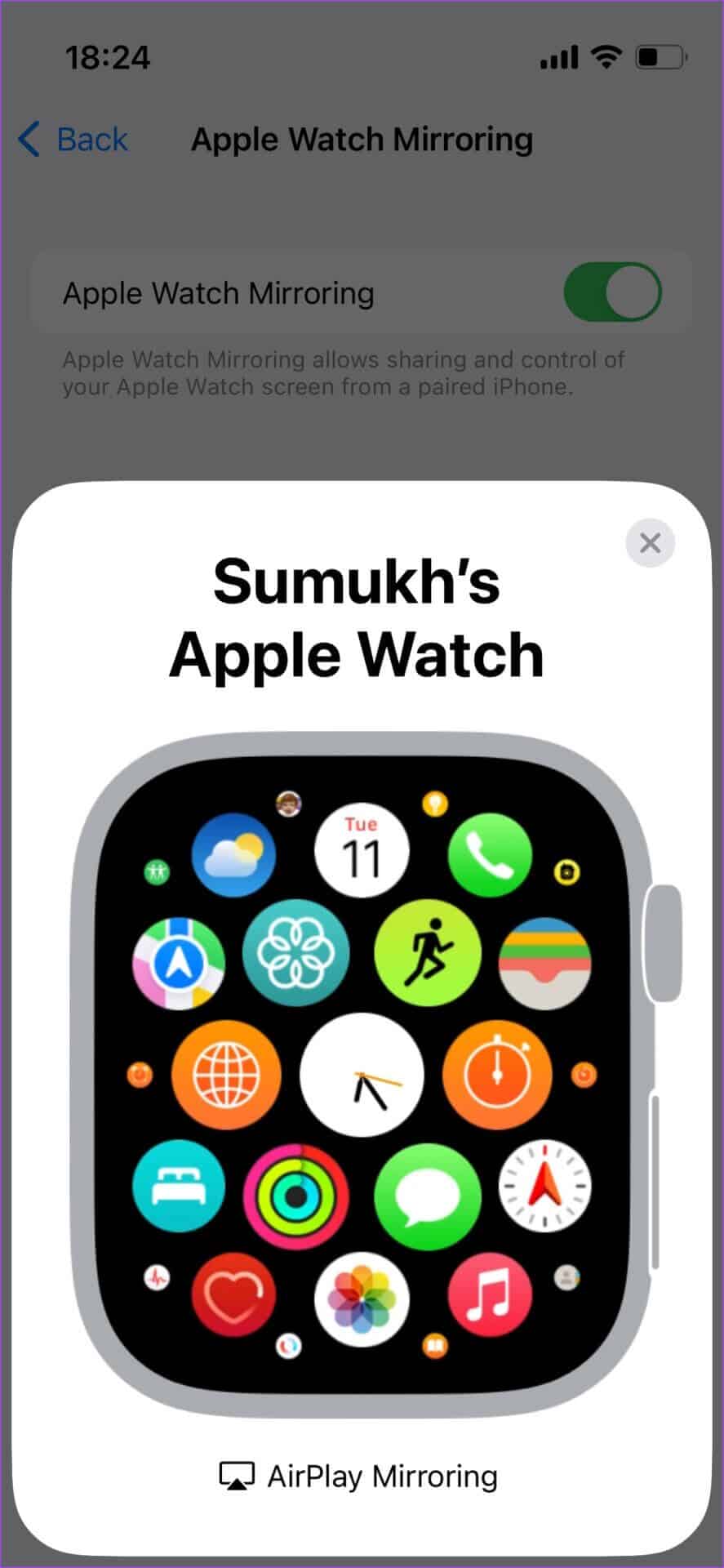 Apple-Watch-screen-mirror-6-887x1920 كيفية عكس شاشة Apple Watch على جهاز iPhone الخاص بك والتحكم فيها