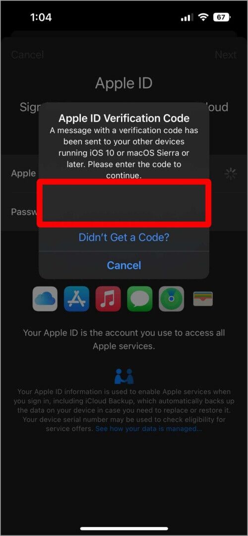 AppleID-Verification-Code-3-500x1079 أفضل 4 إصلاحات لمشاكل تشغيل Mail على iPhone