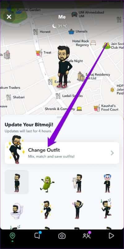 Change-Bitmoji-Outfit-on-Snapchat-512x1024-1-400x800 كيفية استخدام خارطة Snap على Snapchat