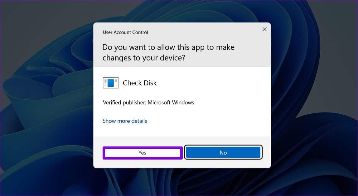 Check-Disk-UAC-1148x629 أفضل 7 طرق لإصلاح بطئ نقل ملفات USB في Windows 11