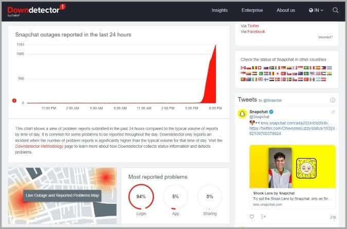 Check-Snapchat-Server-Status-675x446 8 إصلاحات لخطأ الخروج المستمر على Snapchat