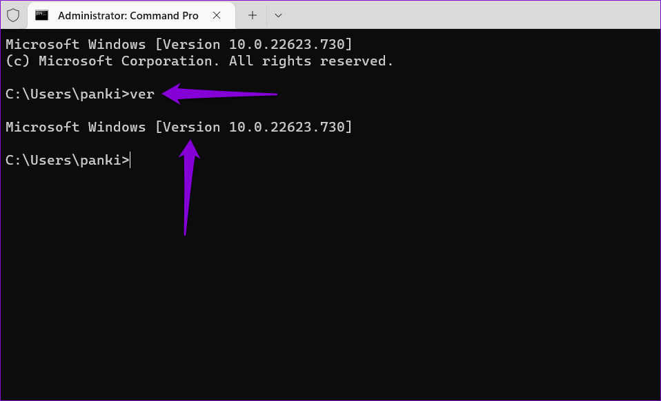 Check-Version-Number-in-Commnad-Prompt أفضل 5 طرق للتحقق من النوع والإصدار والبناء في Windows 11