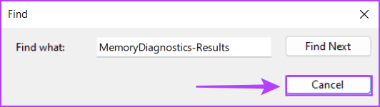 Click-Cancel-Small كيفية استخدام أداة تشخيص ذاكرة Windows على Windows 11