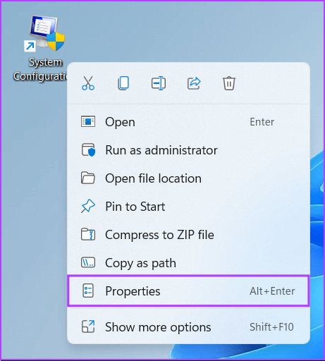 Click-On-Properties-1 أفضل 6 طرق للوصول إلى MSConfig على Windows 11