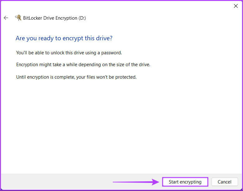 Click-Start-Encrypting كيفية تشفير البيانات باستخدام BitLocker على Windows 11