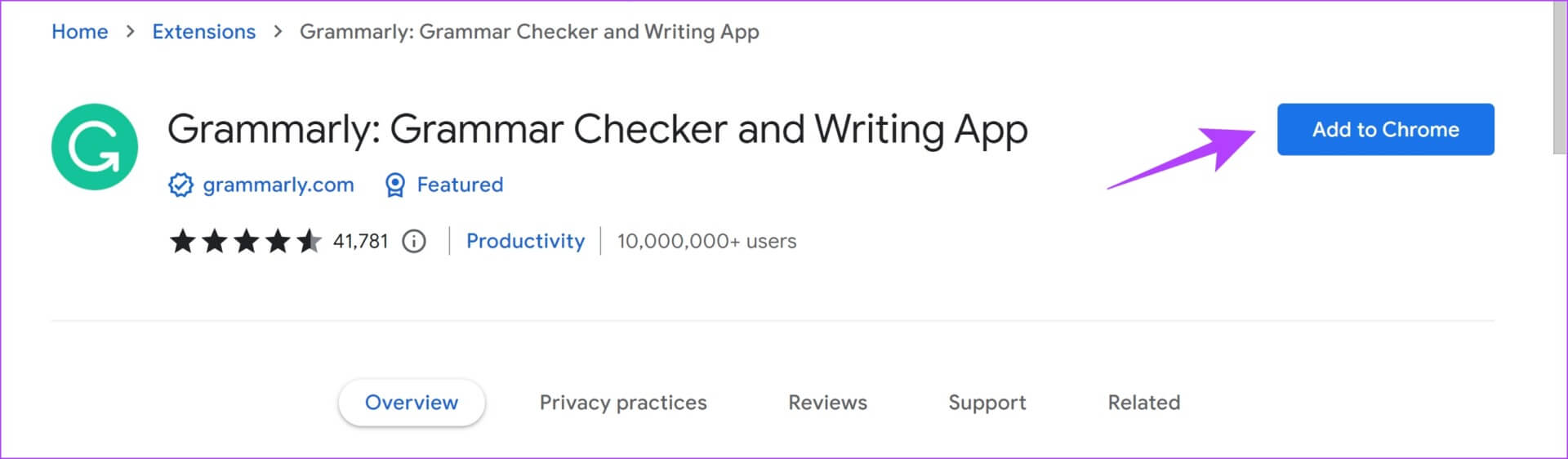 Click-on-Add-to-Chrome-1920x562 8 طرق لإصلاح عدم عمل إضافة Grammarly على Chrome