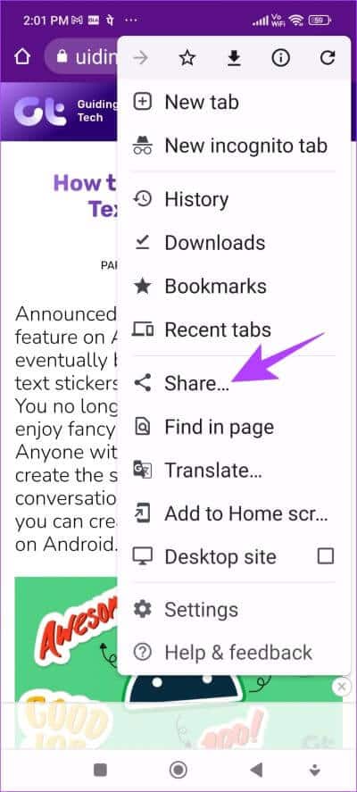 Click on Share 400x887 - 5 طرق لإرسال الكتب الإلكترونية والمستندات وصفحات الويب إلى Kindle Reader