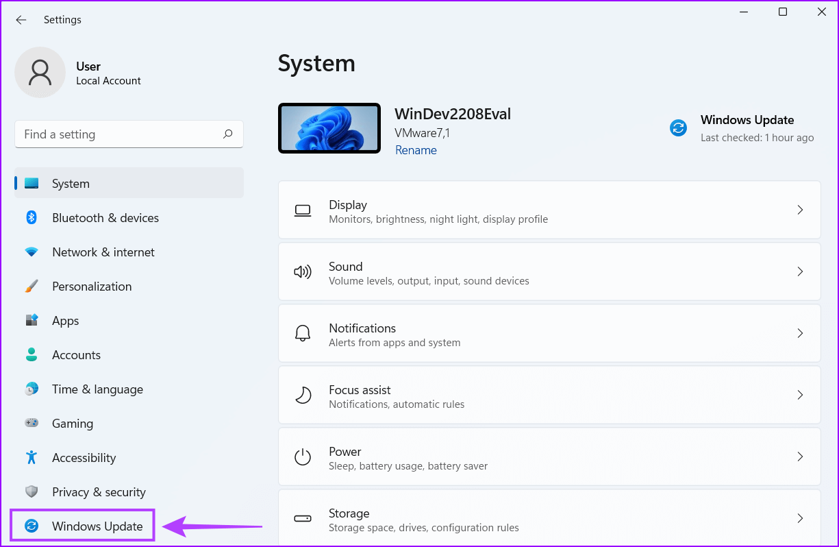 Click-on-windows-update أهم 8 طرق للإصلاح لا يمكن إنشاء مجلد جديد على Windows 11