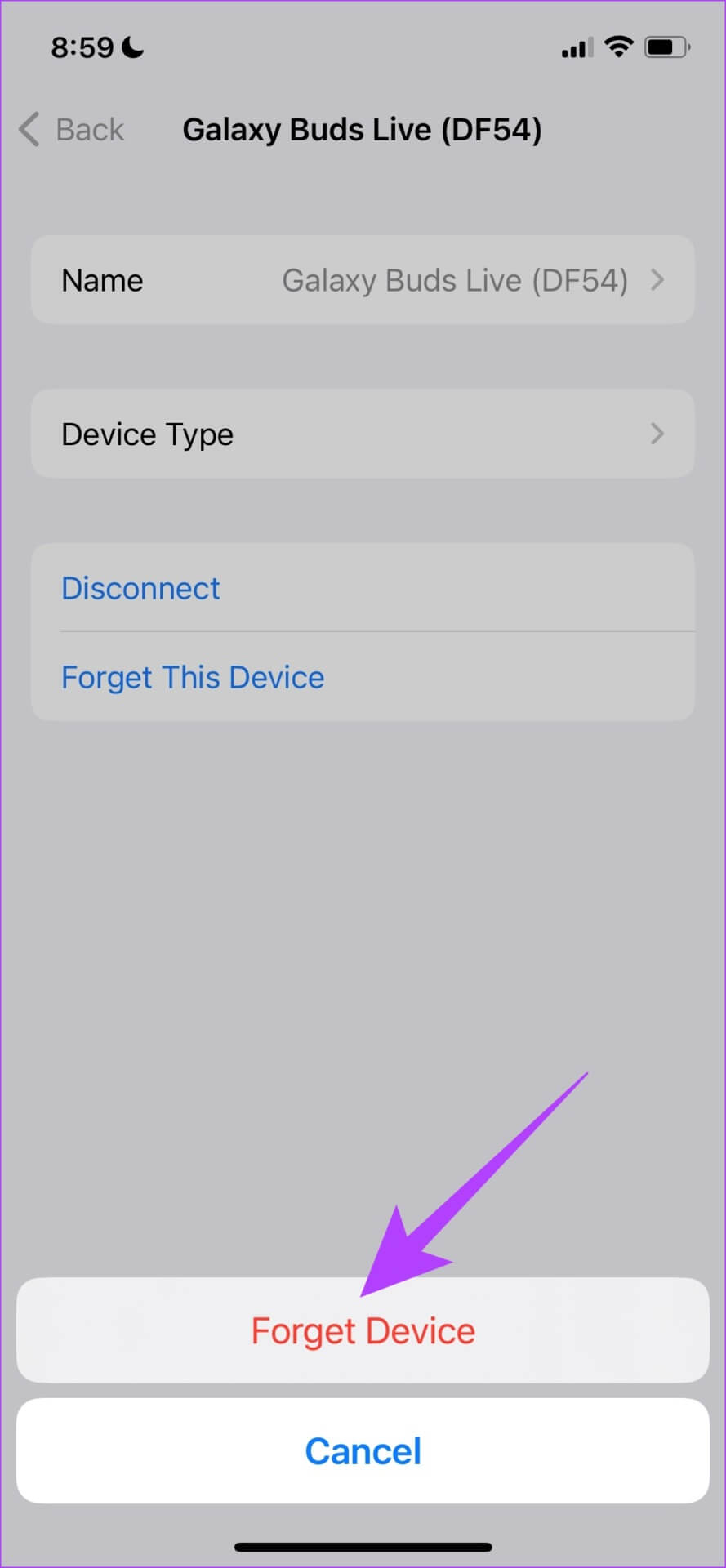 Confirm-Forget-Device-889x1920 أفضل 11 إصلاح لتأخر صوت Bluetooth على iPhone و Android