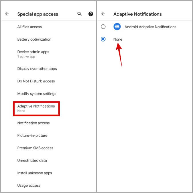 Disable-Adaptive-Notifications-on-Android-675x675 أفضل 10 طرق لإصلاح تأخر الإشعارات على Android