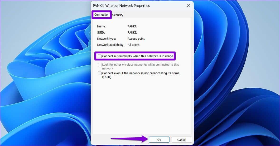 Disable-Automatic-Wi-Fi-Connection-Using-Control-Panel-1178x618 أفضل 3 طرق لإيقاف Windows 11 من الاتصال التلقائي بشبكة Wi-Fi