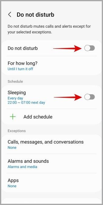 Disable-Do-Not-Disturb-on-Android-339x675 أفضل 10 طرق لإصلاح تأخر الإشعارات على Android
