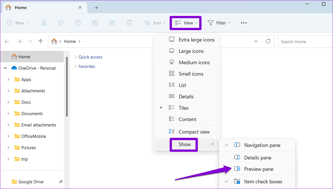 Disable-Preview-Pane-in-File-Explorer أفضل 8 طرق لإصلاح Microsoft Word يفتح الملفات في وضع القراءة فقط في Windows 10 و Windows 11