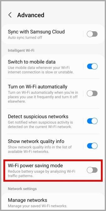 Disable-Wi-Fi-Power-Saving-Mode-339x675 أفضل 10 طرق لإصلاح تأخر الإشعارات على Android