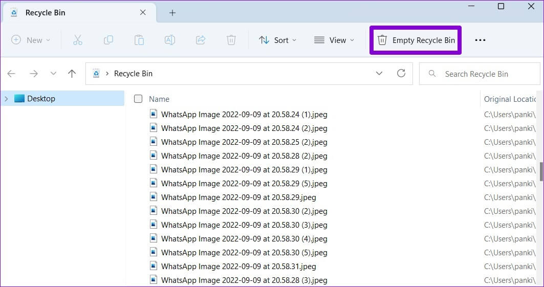 Empty-Recycle-Bin-via-File-Explorer-Ribbon-1063x561 أفضل 6 طرق لإفراغ سلة المحذوفات عندما يتعذر عليك حذف الملفات في Windows 11